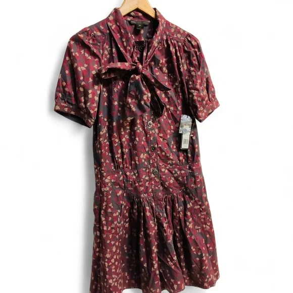 NEW Vintaje. Marc By Marc Jacobs Burgundy Floral Mini Dress - Picture 3 of 11